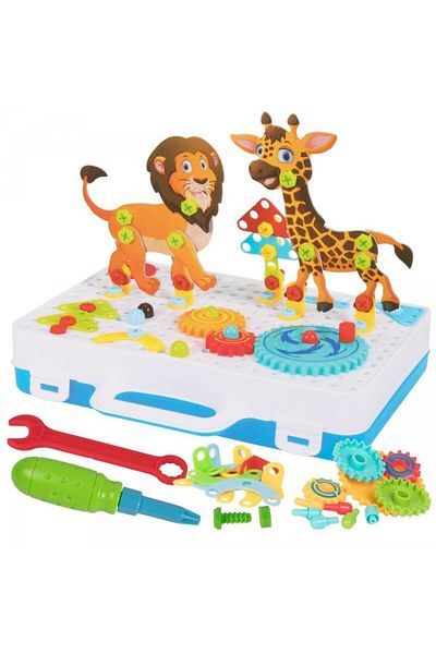 MalPlay Puzzle blocks with screwdriver, 209 pieces, 31 x 6.5 x 24.5 cm, plastic, multicolor