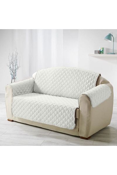 Ralex Husa canapea 2 locuri tip cuvertura matlasata 130 x 205 cm cu laterale, reversibila, Alb