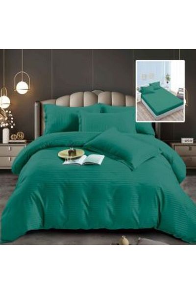 Ralex Double Bed Linen Set, 6 Pieces, Damask Polycotton with Mattress Cover 160x200 or 180x200 cm, Quilt 2