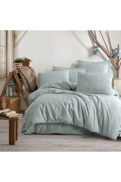 Clasy Double Bed Linen Set Ranforce Boutique 4 Pieces, Green AVOLA V 2