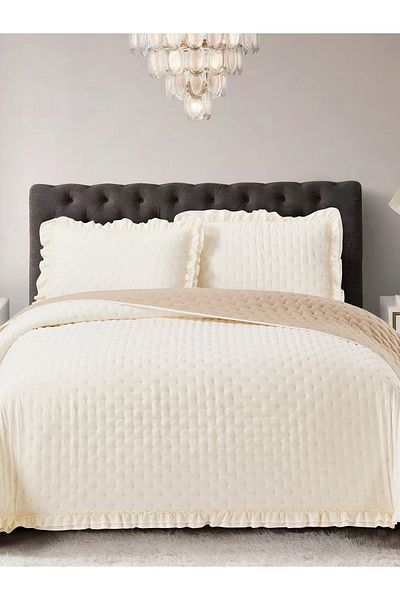 Naturel Collection Double Sided Ruffle Bedspread Set 240X260Cm