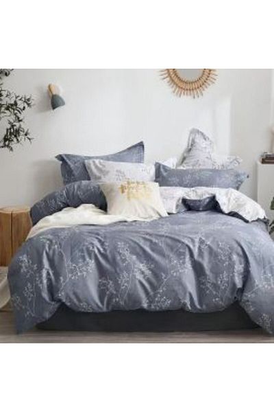 Ralex Double bed linen Percale printed 100% cotton, 4 pieces, Modern White / Grey, Sulphur