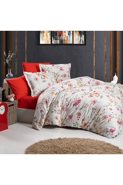 Ralex Set lenjerie de pat dublu 100% bumbac Ranforce 4 piese extra large, cearșaf 240 x 260 cm, husă pilotă 200