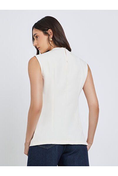 Styli Cream Solid Asymmetric Hem Waistcoat