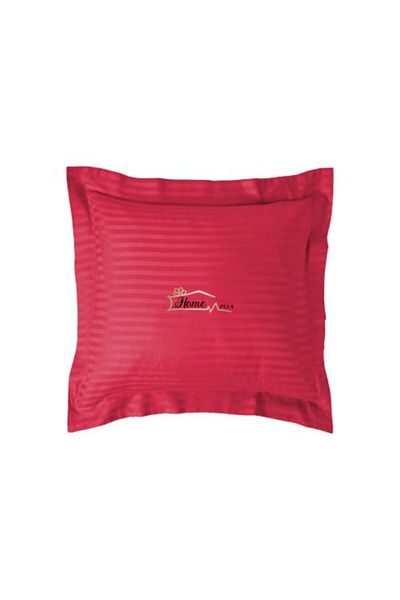 HomePuls Damask Polycotton Pillowcase 1 cm Stripe, 40 x 40 cm with 3.5 cm Border, Persian Red