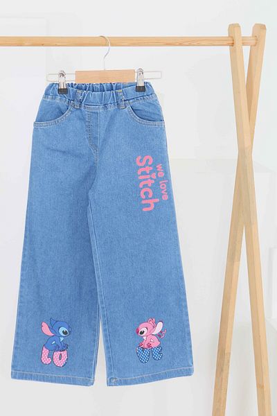 TOFİSA Girl's Blue Printed Jeans - 27453