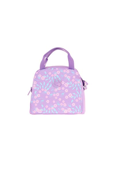 KAUKKO Purple Flower Printed Lunchbox for Girls (Thermal Insulated) (K9068)