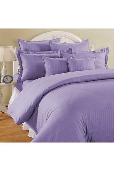 HomePuls King size double bedding set, 6 pieces, Damask Polycotton stripe 1 cm, sheet 230 x 260 cm, duvet cov