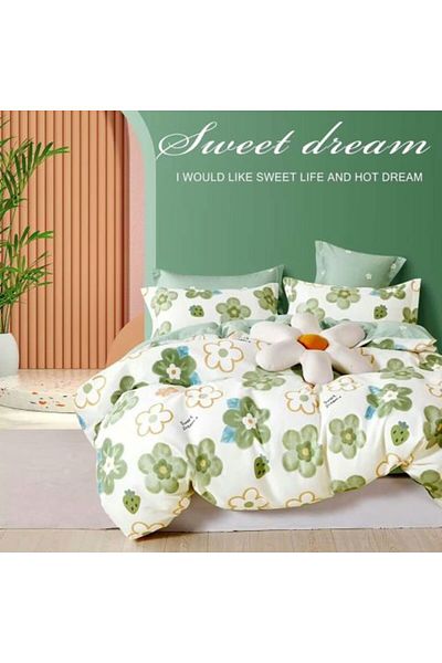 Ralex Double Bed Linen Set Percalle Printed 100% Cotton 4 Pieces Sheet 240 x 260 cm, Duvet 200 x 230 cm, 2