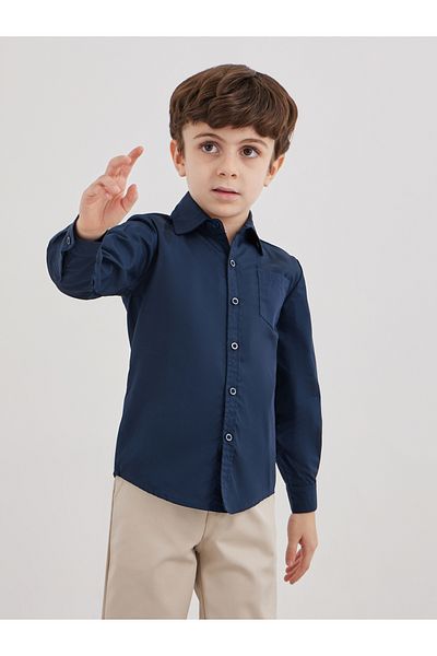Styli Boys Navy Blue Long Sleeves Shirt with Pocket