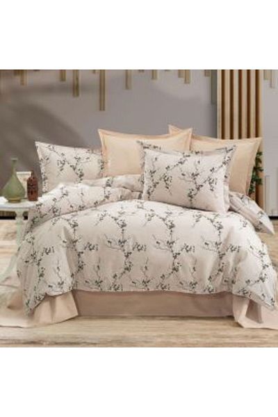Ralex Double Bed Linen Cotton Ranforce 4 Pieces Sheet 240 x 260 cm, Duvet 200 x 230 cm, 2 Pillowcases 50 x