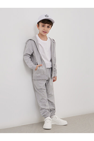 Styli Grey Cotton Full Zip Hoodie with Pocket