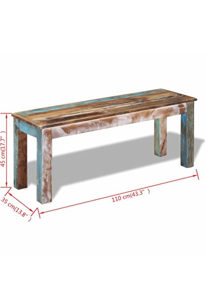 vidaxl Bench Solid Reclaimed Wood 110x35x45 cm