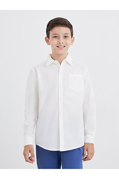 Styli Boys White Long Sleeves Shirt with Pocket