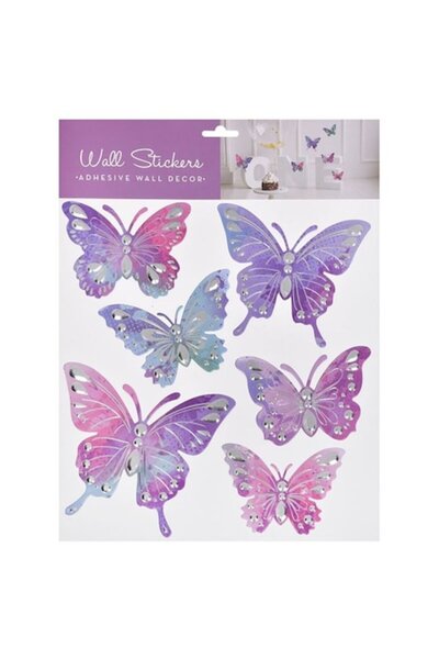 Dali Autocolante de perete cu fluturi, 6 bucăți, 31,5x30cm, multicolore