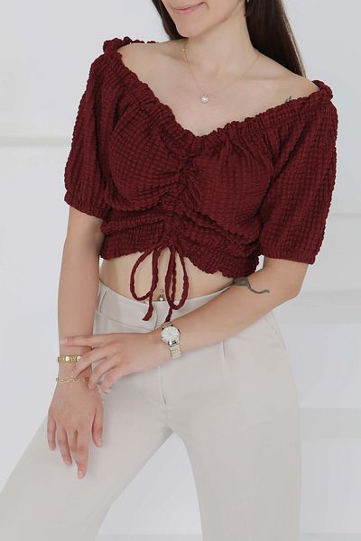 TOFİSA Buffle Gathered Crop Burgundy - 27485