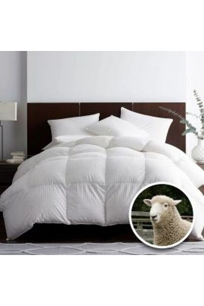 Ralex Quilted Wool Damas Summer Quilt 180 x 210 cm, White