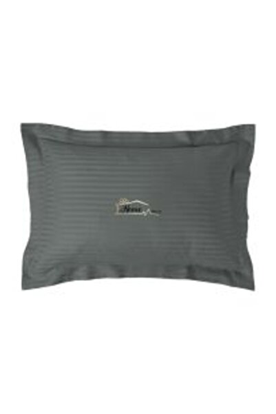 HomePuls Cearsaf de pat dublu king size Damasc Policoton dunga 1 cm, 230 x 260 cm, Gri Inchis