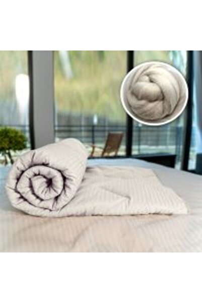 Ralex Quilted Wool Winter Blanket with 100% Cotton Damask Face - Turquoise, 160 x 210 cm