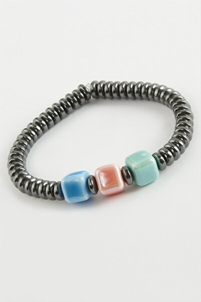 Bijuterria سوار من الحجر الطبيعي والزجاج والهيماتيت