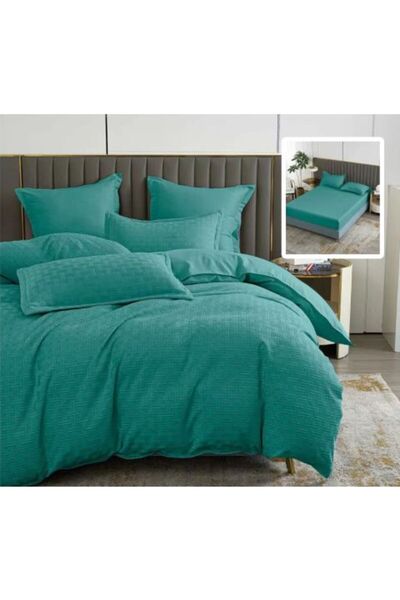 Ralex Bed Linen Finet Natur UNI Stripe, Turquoise, 6-Piece Set
