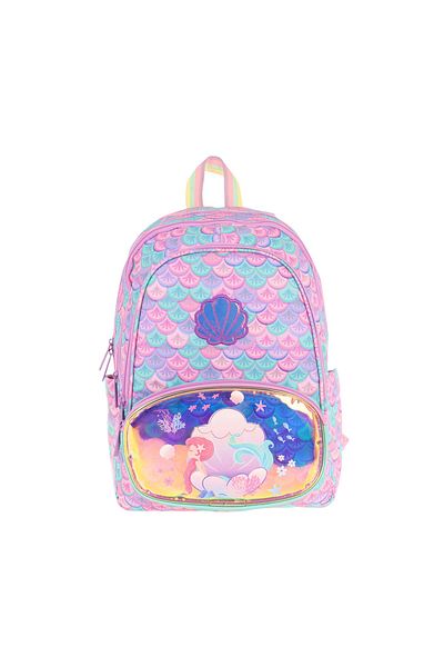KAUKKO Rucsac de școală pentru copii cu trei ochi (fete) (broderie și imprimeu sirenă) - L5225