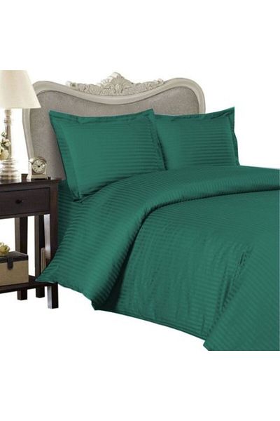 HomePuls Double Bedding Set with 2 Duvet Covers 140 x 220 cm Damask Polycotton Stripe 1 cm, Bed Sheet 230 x 2