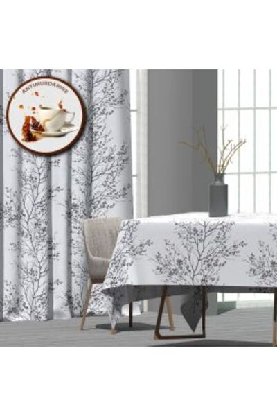 Ralex Anti-stain Tablecloth 100% Cotton 160 x 220 cm, Grey Tree