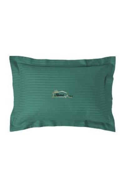HomePuls Pillowcase Damask Polycotton Stripe 1 cm, 50 x 70 cm with 3.5 cm Hem, Green