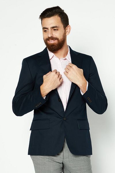 Lacoste Men Regular Fit Long Sleeves Plain Blazer, Navy