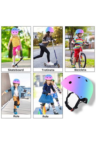 Elindor ® Children's Safety Helmet for Bicycle, Rollerblades, Scooter, Size S 52-56 cm, Gradient