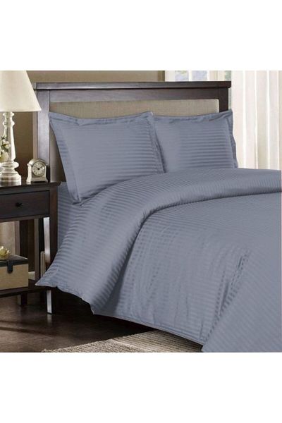 HomePuls Lenjerie king size Damasc Bumbac 100% HoReCa gros, dungă 1 cm, 4 piese, gri antracit