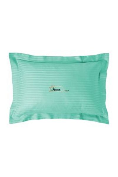 HomePuls Pillowcase Damask Polycotton Stripe 1 cm, 50 x 70 cm with 3.5 cm Border Hem, Jade Green