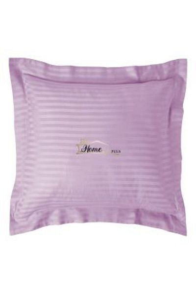 HomePuls Damask Polycotton Pillowcase, Stripe 1 cm, 70 x 70 cm with 3.5 cm Border, Lilac