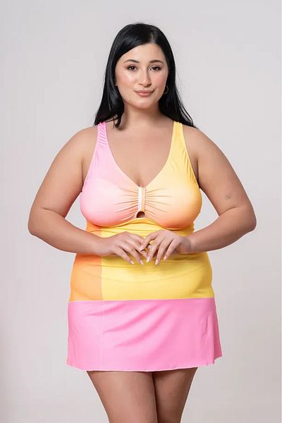 YXL COLLECTION Women's Plus Size Plain Strap Skirt Dress Swimsuit Multi Color