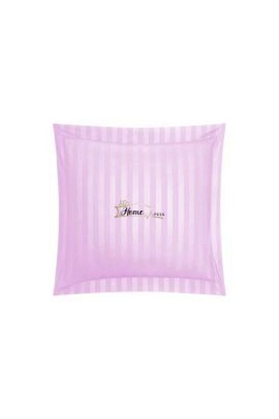 HomePuls Pillowcase Damask Cotton 100% Striped 1 cm, 40 x 40 cm with 3.5 cm Border Hem, Lilac