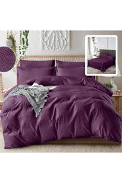 Ralex Double Bed Linen Set Creponata UNI 6 Pieces, Red, Pucioasa