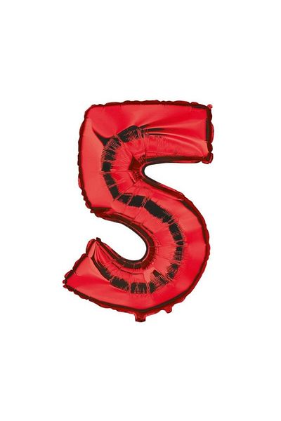 PRC Metallic red number foil balloon, height 35 cm, for birthday Model 5