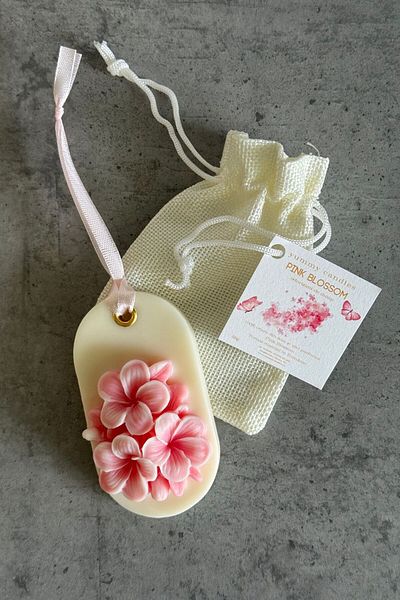 Yummy Candles Odorizant de dulap haine oval cu parfum Pink Blossom, 48g, handamade, ceara naturala, Yummy Candles