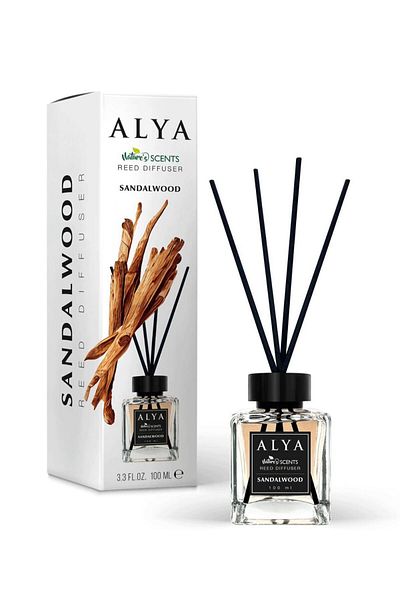 ALYA Odorizant de cameră cu bețișoare – Lemn de santal, 120 ml