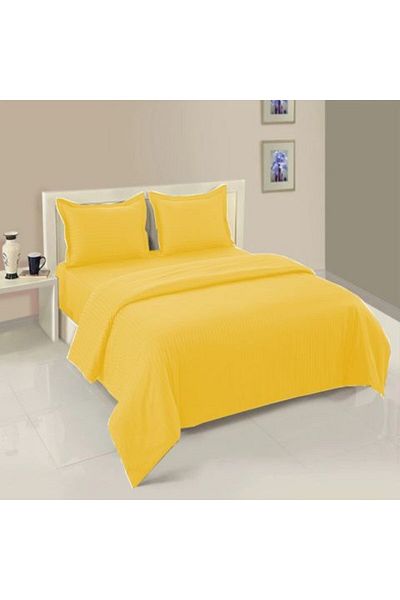 HomePuls Bed Linen Set with Elastic Damask Polycotton Stripe 1 cm, for Mattress 160 x 200 cm, Duvet Cover 180