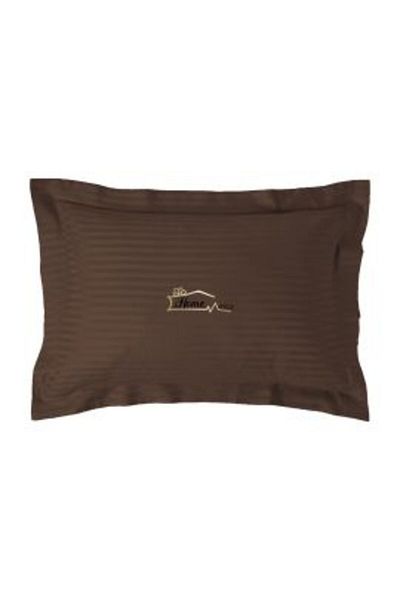 HomePuls Pillowcase Damask Polycotton Stripe 1 cm, 50 x 70 cm with 3.5 cm Hem, Brown