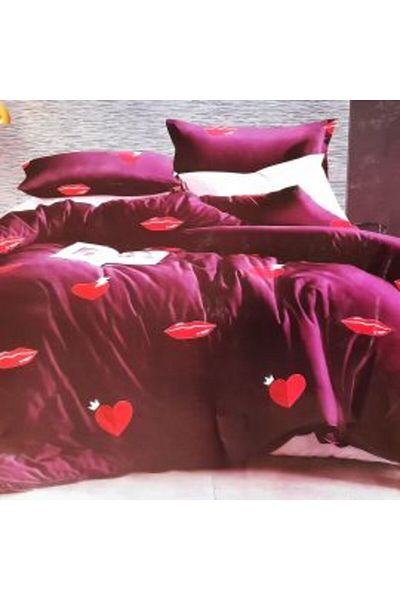 Ralex Double Bed Linen Set, 4 Pieces, Cocolino Hearts and Lips