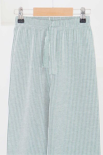 TOFİSA Girl's Emerald Striped Elastic Waist Trousers - 27448