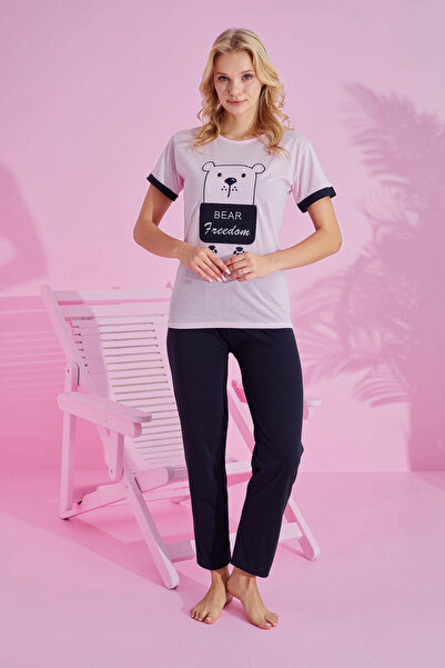 rindahomewear طقم بيجامة فيسكوز بأكمام قصيرة للسيدات