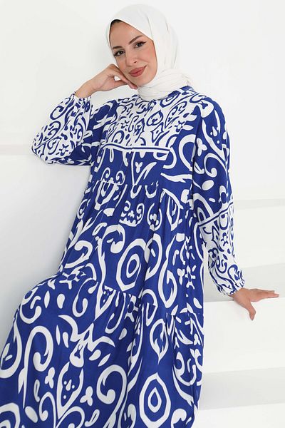 TOFİSA Patterned Buttoned Dress Saks - 27428