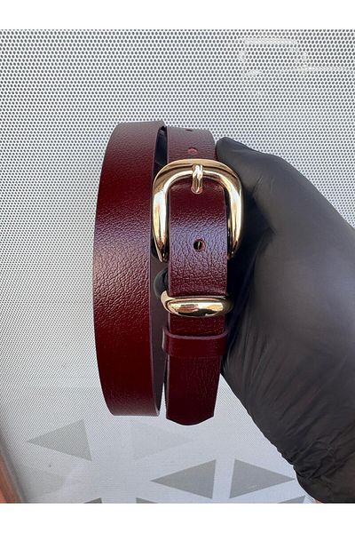 Kemerix 100% Genuine Leather Gold Buckle Women's Belt