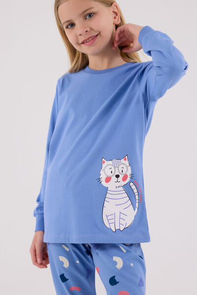 Rolypoly Kız Çocuk Mavi Pijama Takımı