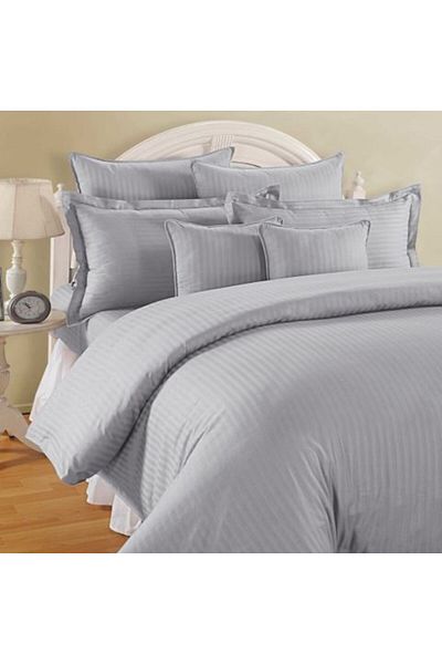 HomePuls Double King Size Bedding Set 6 Pieces Damas Polycotton Stripe 1 cm, Bed Sheet 230 x 260 cm, Duvet Co