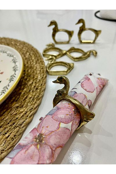 hediye Brass Casting Bottom Swan Napkin Holder Set Table Decoration 6 Pcs Home Kitchen Table Decoration Presentation